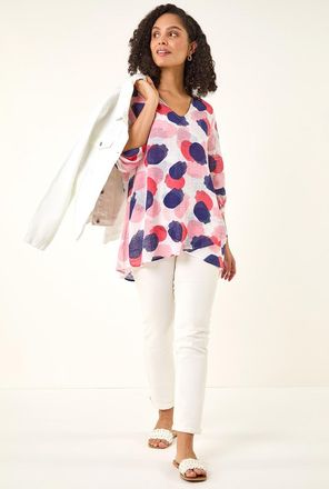 Roman Abstract Wrap Hem Top