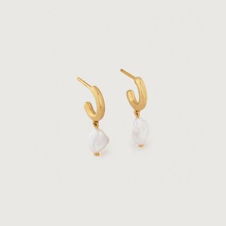 Monica Vinader Gold Nura Keshi Pearl Huggie Earrings Pearl