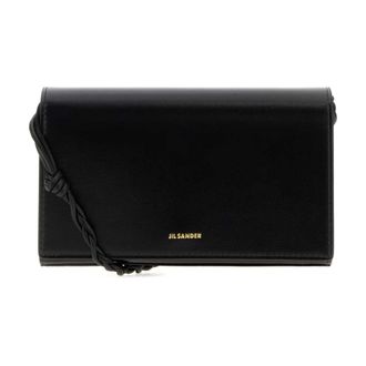 Jil Sander Tangle Wallet with Strap - female - Jil Sander - Cross Body Bags - Black - ONE SIZE - Bags