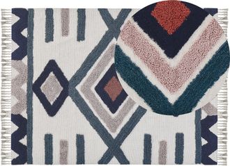 Beliani Beliani - Alfombra De Algod&oacute;n Multicolor 160 X 230 Cm Hecha A Mano Patr&oacute;n Escandinavo Sala De Estar Kozlu