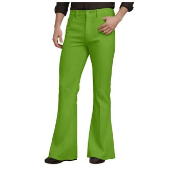 Generic Mens Flared Pants Trousers Mens Stretch Casual Classic Retro Slim Flare Trousers Vintage Bell Bottom Men 60s 70s Flared Pants with Pockets for Theme P