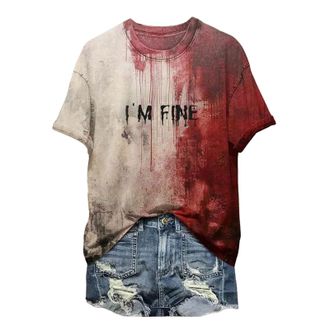 Generic Halloween T Shirts for Women UK, Womens Bloody Horror T Shirt Halloween Tshirt/t Shirt Horror Womens Bloody Humor Short Sleeve Top Women Shirts Tshirt