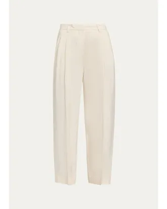 Toteme Garderob Double-Pleat Straight-Leg Ankle Trousers