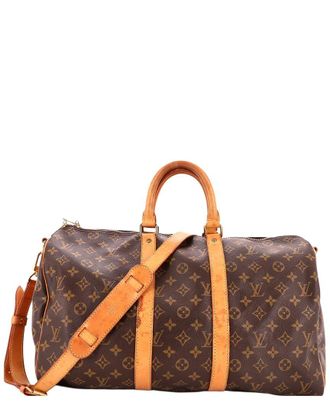 Louis Vuitton Brown Monogram Canvas Keepall Bandouliere Bag 45 (Authentic Pre- Loved)