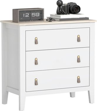 HOMCOM Homcom - cómoda de 3 cajones cómoda para dormitorio con tiradores de pu cajonera para salón pasillo 80x40x78,5 cm blanco