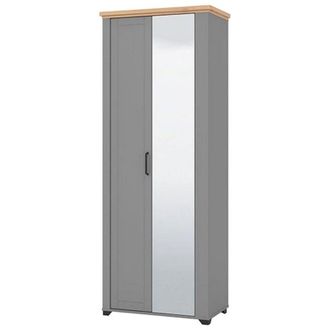Dmora Mobile da Ingresso Coggiola, Specchio Incluso, 3 Ripiani, Appendiabiti, 75x41x194.5h cm Grigio