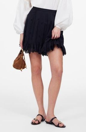 Madewell Cotton Voile Eyelet Miniskirt in Jet Black at Nordstrom Rack, Size 10