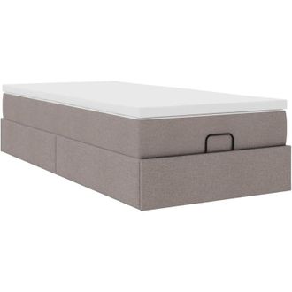 vidaXL Estructura De Cama Otomana Colch&oacute;n Tela Gris Pardo 90x190cm Vidaxl
