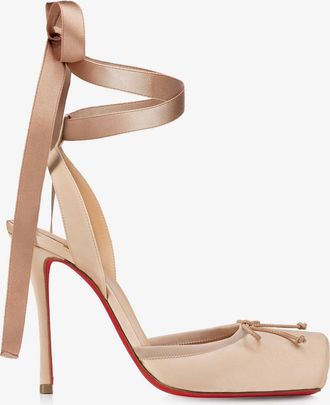 Christian Louboutin D&eacute;collet&eacute; Cassia Lace Up 100 in raso - CHRISTIAN LOUBOUTIN - gender_Woman