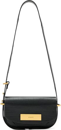 AllSaints Borsa a tracolla con effetto coccodrillo - Nero