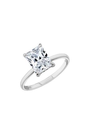 Crislu Radiant Cut Cubic Zirconia Solitaire Ring in Pure Platinum /Clear Stone at Nordstrom, Size 6