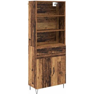 vidaXL Aparador Alto Con Caj&oacute;n 2 Pcs Madera Vieja Madera De Ingenier&iacute;a Vidaxl