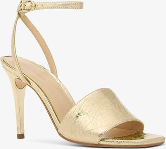 Michael Kors Elyse Crackled Metallic Leather Sandal