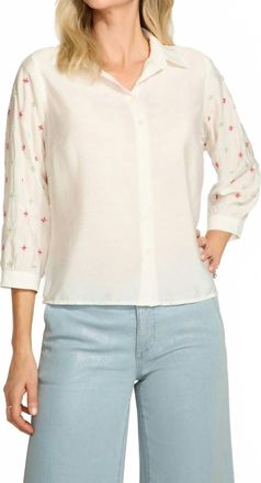 FDJ Embellished Sleeve Blouse In White