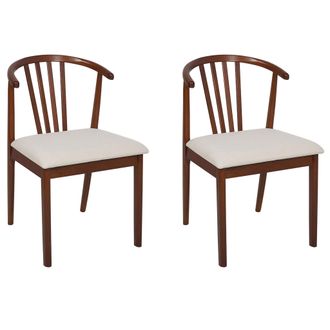 Beliani Conjunto De 2 Sillas De Comedor Elegante Asiento Tapizado Madera Oscura Beige Claro Craig