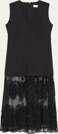 Sea New York Arielle Lace V-Neck Midi Dress