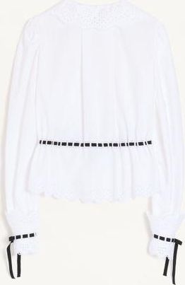 Valentino Camicia In Cotton Popeline Ricamata Donna BIANCO/ NERO 38