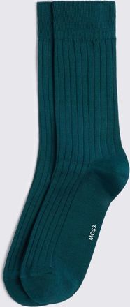 Moss Pine Green Mercerised Ribbed Socks