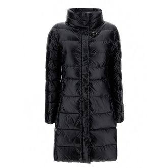 Fay Down Jackets, female, Black, S, Striped Long Down Jacket Black