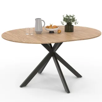 IDMarket Mesa De Comedor Extensible Alix, Redonda, 6-8 Personas, Negra Y Pata De Ara&ntilde;a De Madera 120-160 Cm