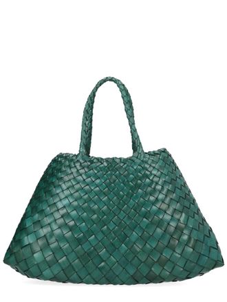 Dragon Diffusion Green Santa Croce Woven Leather Handbag