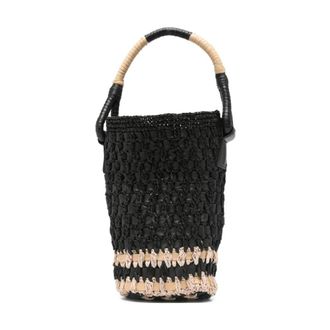 Alysi Handbags, female, Black, Size: ONE SIZE Raffia Mini Bag