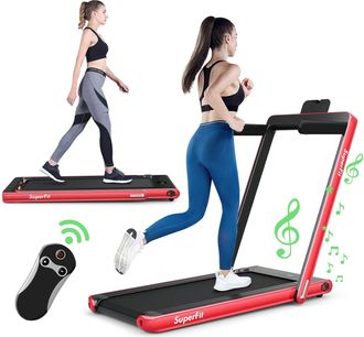 Costway Costway - Cinta De Correr Plegable 2 En 1, 12 Km/h, Cinta De Andar El&eacute;ctrica Port&aacute;til Control Remoto Y Pantalla Led, App Control, Treadmill (rojo)