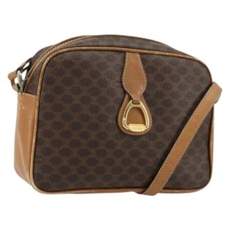 Celine Pre-owned Cross Body Bags, female, Brown, Size: ONE SIZE Pre-owned Vintage Macadam Canvas Shoulder Bag