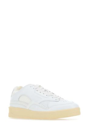 Jil Sander Leather and Fabric Low-Top Sneaker - White