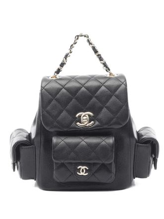 Chanel 2021 Duma diamond-quilting chain backpack - Black