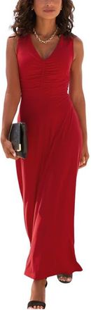 Lascana Ruched Bodice Maxi Dress in Red at Nordstrom, Size 10
