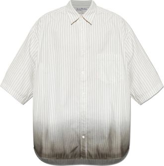 Acne Studios Dip-dyed Button-up Shirt - Heren - Korte mouwen Overhemden - Wit - S - Katoen - Overhemden