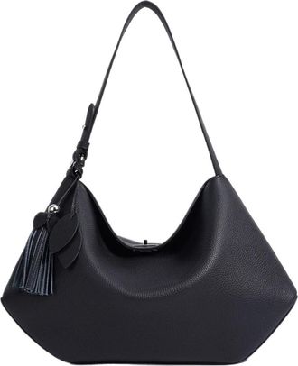 Generic Compatible For Grain Leather Spacious Tote Bag Underarm Single Shoulder Crossbody Women Shopping Hobo Handbag(Black)