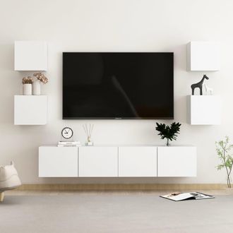vidaXL Set De Muebles De Sal&oacute;n Tv 6 Piezas Madera De Ingenier&iacute;a Blanco Vidaxl