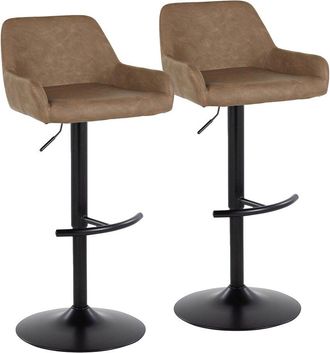 LumiSource Set Of 2 Daniella Contemporary Adjustable Bar Stools With Footrest