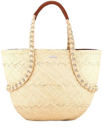 Aquazzura Isla woven straw tote bag - Neutrals
