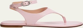 Stuart Weitzman Marley Nappa Leather Flat Thong Sandals