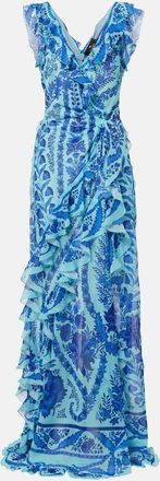 Etro Abito lungo floreale con volant