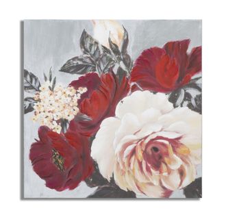 Mauro Ferretti Cuadro Sobre Lienzo Rojo Flor Cuadrado Cm 90x3,7x90