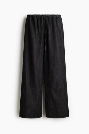 H&M Feather Soft Jeanshose mit Kordelzug - Schwarz