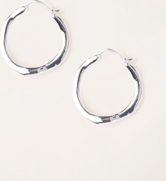 Fat Face FatFace Silver Tone Hammered Hoop Earrings