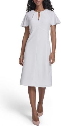 Tommy Hilfiger Keyhole Short Sleeve Midi Dress in Ivory at Nordstrom Rack, Size 18 (Similar To 16W)
