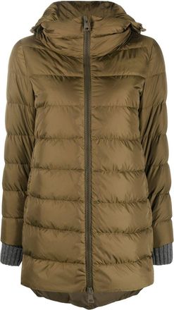 Herno hooded feather-down coat - women - Polyamide/Polyamide/Feather Down - 40 - Green