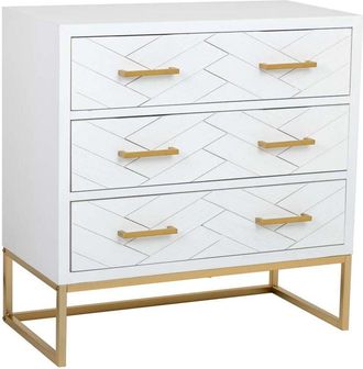 Wanderlust Deco C&oacute;moda De 3 Cajones Madera Y Metal 80x39,5x81h Cm