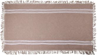 Novità Home Lissewege - mantel beige de algodón con rayas y flecos