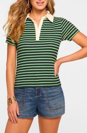 Ramy Brook Avalon Polo Top in Spring Navy Stripe Combo at Nordstrom Rack, Size Xx-Small