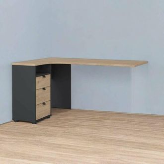 Dmora Dmora - Escritorio Peipah, Escritorio Multiusos, Mesa De Oficina Para Pc, El Plan De Trabajo, 150x100 H76 Cm, Roble Y Gris