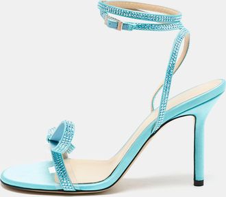 Mach & Mach Blue Satin And Pvc French Bow Sandals
