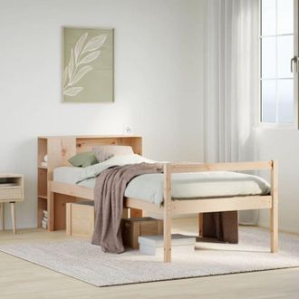 vidaXL Cama Con Estanter&iacute;a Sin Colch&oacute;n Madera Maciza De Pino 90x190 Cm Vidaxl