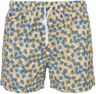 Kiton Crosshatch Texture Zwemshorts met Trekkoord - Heren - Strandmode - Veelkleurig - XL - Polyester - Badmode